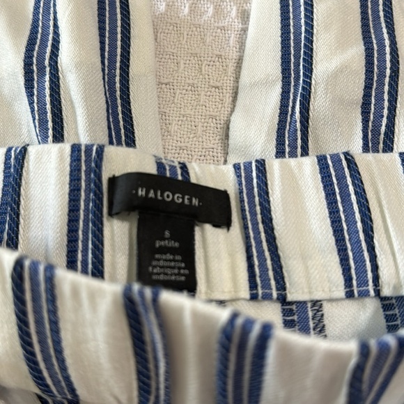 Halogen NWT Blue Izzy Striped Tie Waist Cropped Pants - Picture 4 of 9